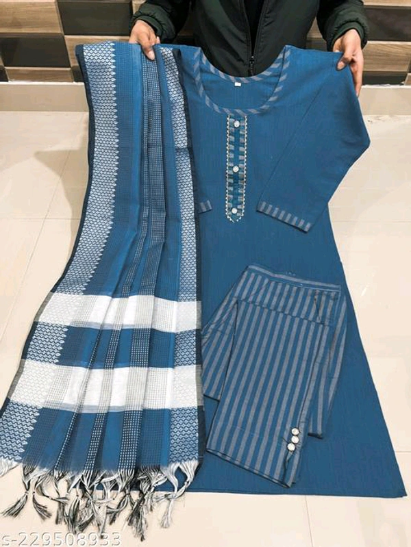 Aishani Refined Women Kurta Dupatta Sets - Blue Stone, XL