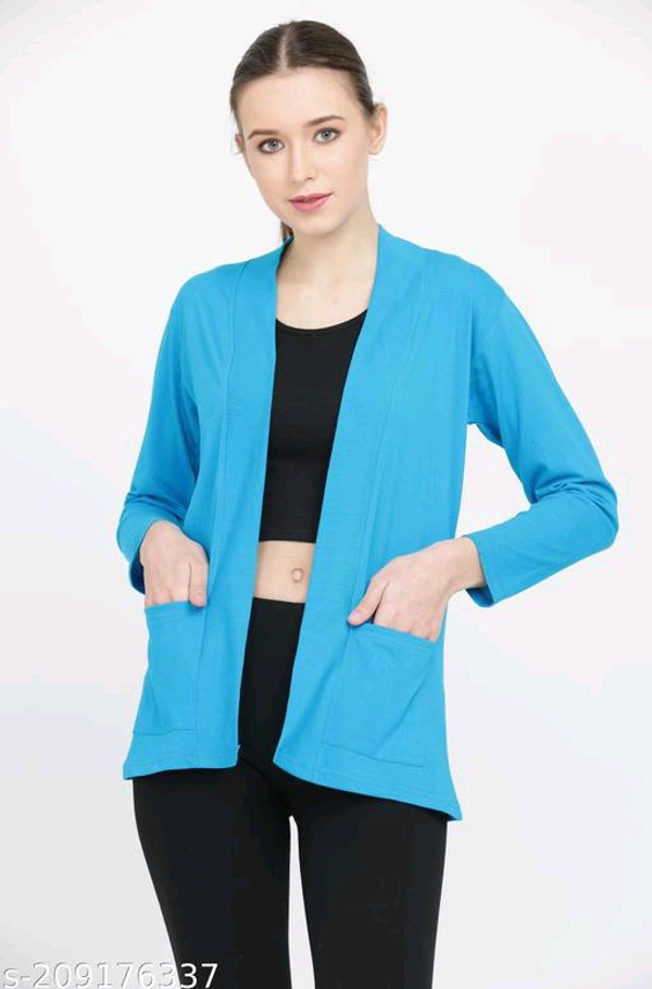 Classy Graceful Women Capes, Shrugs & Ponchos - Cerulean, XL