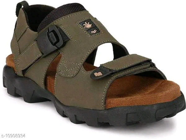Aadab Trendy Stylish Men Leather Sandals - 9, Bourbon