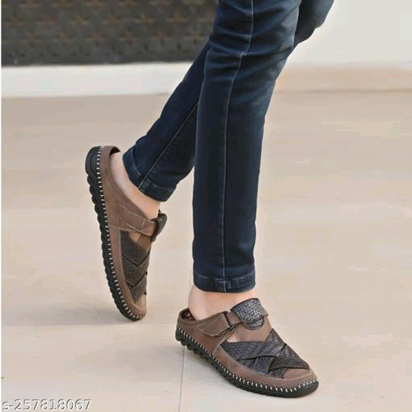 Latest Graceful Men Leather Sandals - Teal, 7