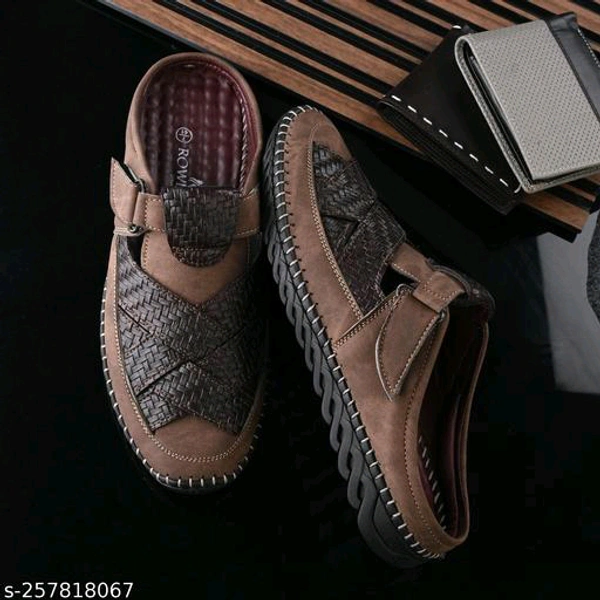 Latest Graceful Men Leather Sandals - Brown, 8