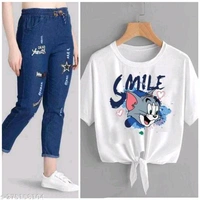 Womens Jogger Denim Jeans Elastic Waist Drawstring - 26