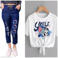 Womens Jogger Denim Jeans Elastic Waist Drawstring - 26