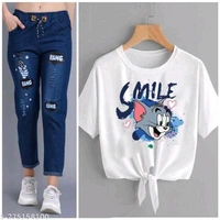 Womens Jogger Denim Jeans Elastic Waist Drawstring - 26