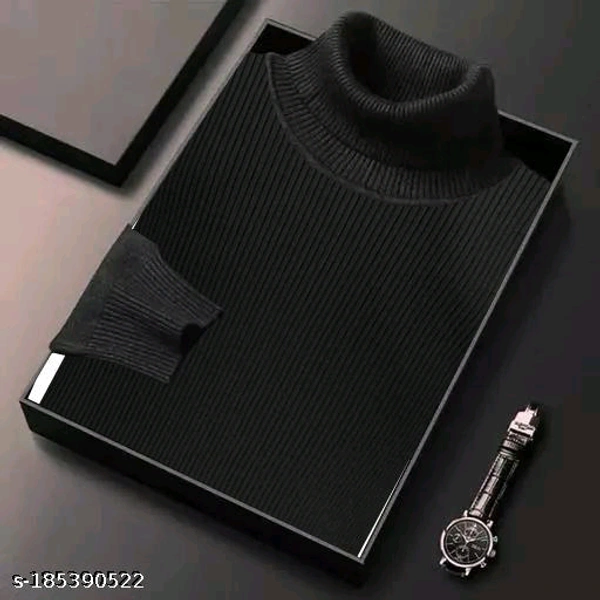 Comfy Elegant Men Sweaters High Neck - Black, XXL
