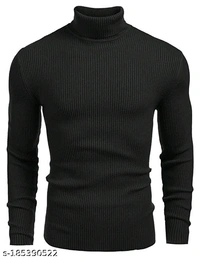 Comfy Elegant Men Sweaters High Neck - Black, XXL