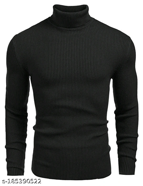 Comfy Elegant Men Sweaters High Neck - Black, XXL