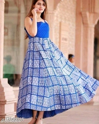 JD WOMEN KURTIES WITH JACKET (WHITE,BLUE) - S