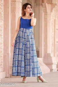 JD WOMEN KURTIES WITH JACKET (WHITE,BLUE) - XL