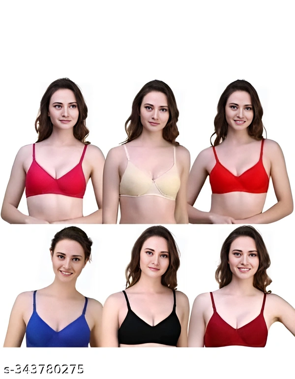 Sassy Stylish Cotton Fabric Women Bra 4 Pcs - 28A