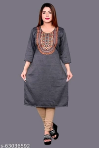 Adrika Fashionable Woolen Kurtis for women  - L