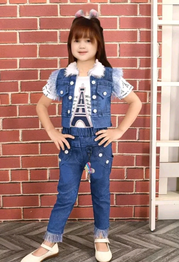 Tinkle Classy Girls Denim Capri & Jacket with Jeans - 1 Years To 7 Years