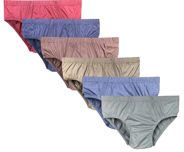 Men's Solid 100% Super-Combed Cotton Briefs || Keep Men Comfortable and Fresh Throughout The Day (Colors & Print May Vary)   - 6, 100 CM