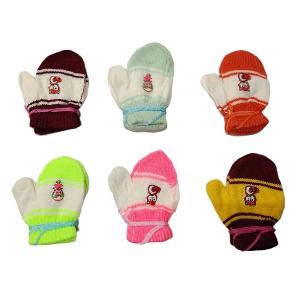 Baby Gloves, Warm Lovely Knitted Mittens, Mutthi (Multicolor) - 6-9 Months, 6 Pieces