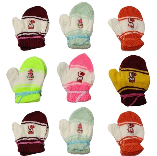 Baby Gloves, Warm Lovely Knitted Mittens, Mutthi (Multicolor) - 9-12 Months, 9 Pieces