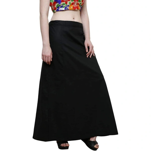 IGNOTO Readymade Saree Shapewear Petticoat for Women, Cotton Blended Shape Wear Dress for Saree (FREE SIZE)  - Black