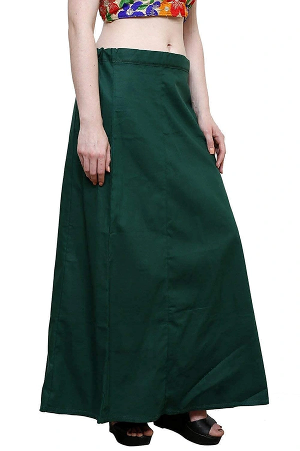 IGNOTO Readymade Saree Shapewear Petticoat for Women, Cotton Blended Shape Wear Dress for Saree (FREE SIZE)  - Dark Green