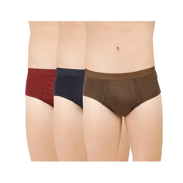 Men's Solid 100% Super-Combed Cotton Briefs || Keep Men Comfortable and Fresh Throughout The Day (Colors & Print May Vary)   - 3, 90 CM