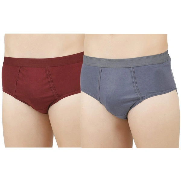 Men's Solid 100% Super-Combed Cotton Briefs || Keep Men Comfortable and Fresh Throughout The Day (Colors & Print May Vary)   - 2, 85 CM