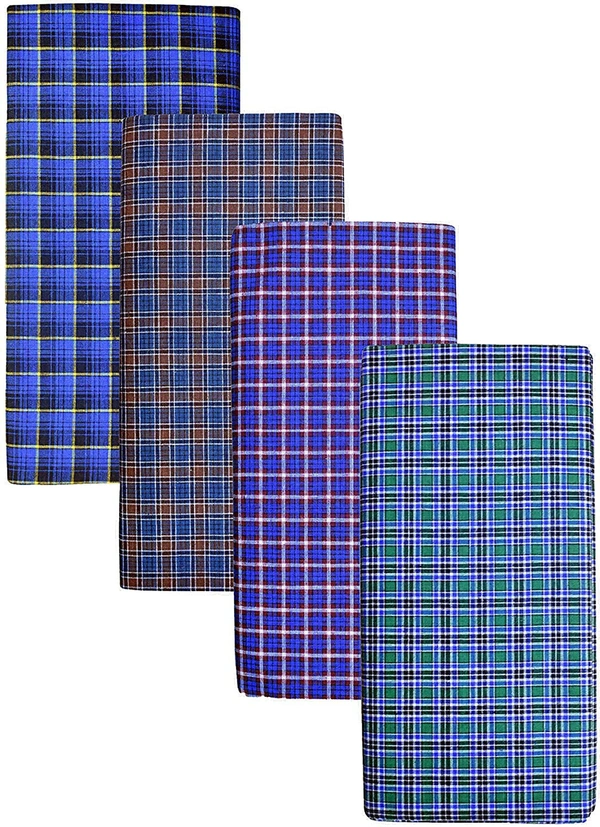 IGNOTO Combo of Men's 2.25 meter Cotton Blend Multi Color Lungies - 4