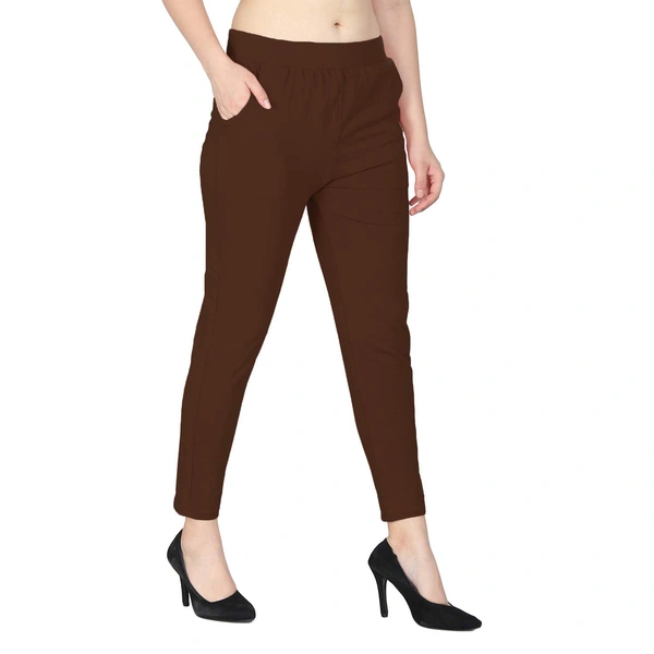 Yoga Track Pants Gym Legging Tights Studio Pant with Pockets for Women - Brown