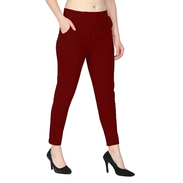 Yoga Track Pants Gym Legging Tights Studio Pant with Pockets for Women - Maroon