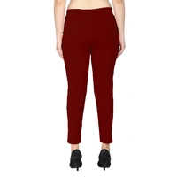 Yoga Track Pants Gym Legging Tights Studio Pant with Pockets for Women - Maroon