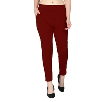 Yoga Track Pants Gym Legging Tights Studio Pant with Pockets for Women - Maroon