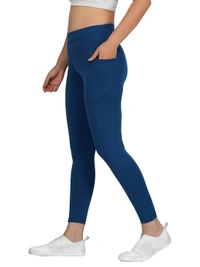 Yoga Track Pants Gym Legging Tights Studio Pant with Pockets for Women - Blue