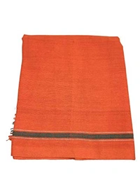 Handloom White Cotton Bath Towel/Kerala Thorthu/ Gamcha/Angocha (30x60, 2.5 feet Width x 5 feet Length, Light Weight, Fast Absorbing, Quick Drying)  - 6, Flush Orange