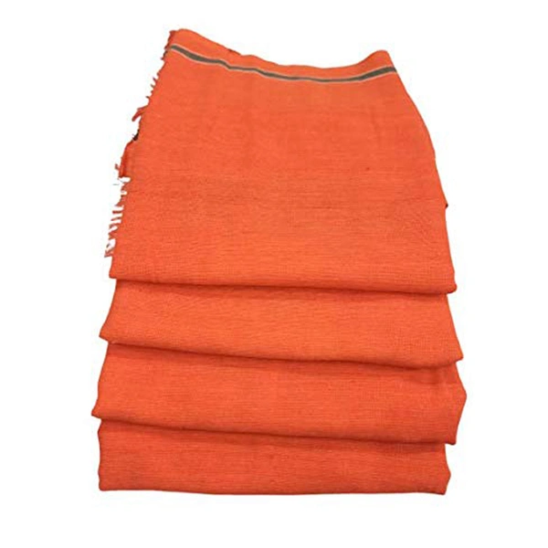 Handloom White Cotton Bath Towel/Kerala Thorthu/ Gamcha/Angocha (30x60, 2.5 feet Width x 5 feet Length, Light Weight, Fast Absorbing, Quick Drying)  - 4, Flush Orange
