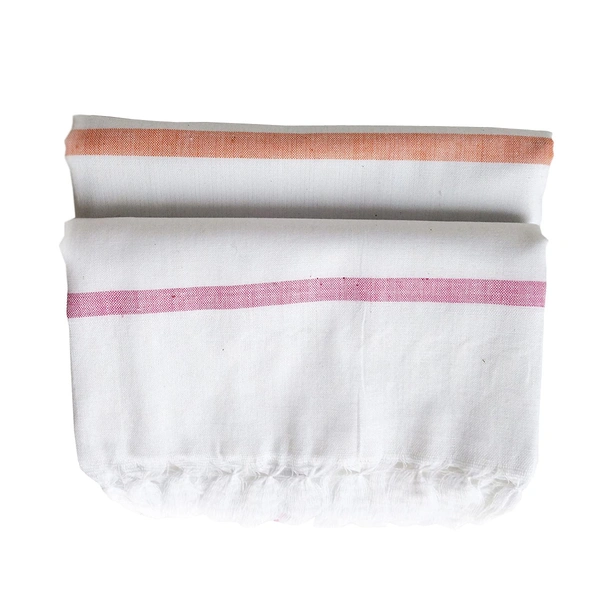 Handloom White Cotton Bath Towel/Kerala Thorthu/ Gamcha/Angocha (30x60, 2.5 feet Width x 5 feet Length, Light Weight, Fast Absorbing, Quick Drying)  - 2, White