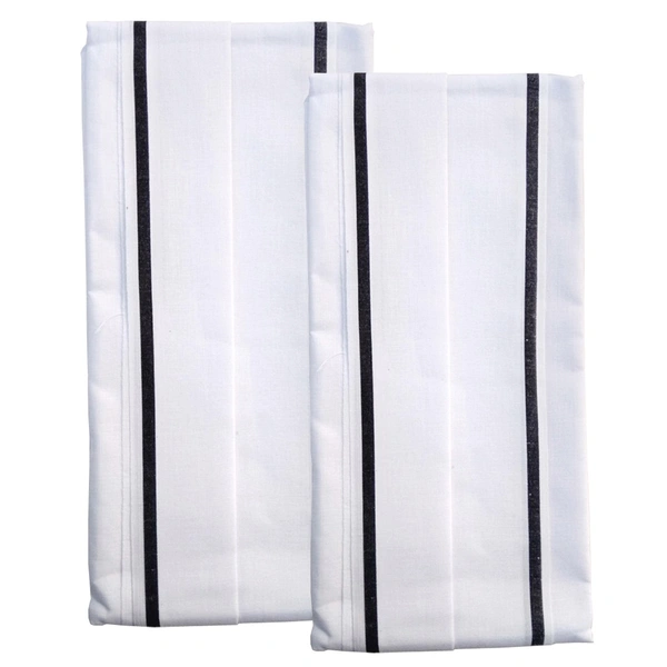 Handloom White Cotton Bath Towel/Kerala Thorthu/ Gamcha/Angocha (30x60, 2.5 feet Width x 5 feet Length, Light Weight, Fast Absorbing, Quick Drying)  - 2, White