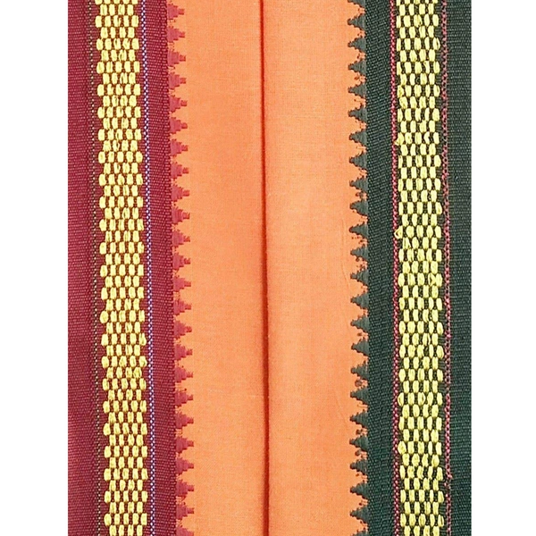 Handloom Cotton Bath Towel / Kerala Thorthu / Gamcha / Angocha (30x60, 2.5 feet Width x 5 feet Length, Light Weight, Fast Absorbing, Quick Drying) - Flush Orange, 5