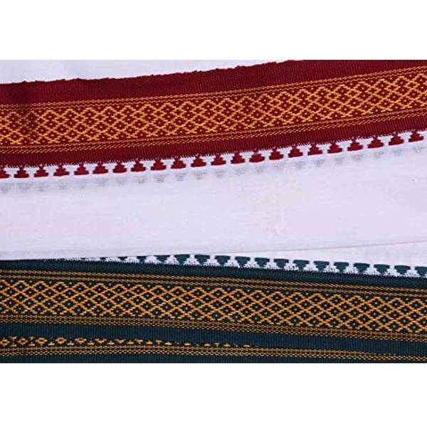 Handloom Cotton Bath Towel / Kerala Thorthu / Gamcha / Angocha (30x60, 2.5 feet Width x 5 feet Length, Light Weight, Fast Absorbing, Quick Drying) - White, 4