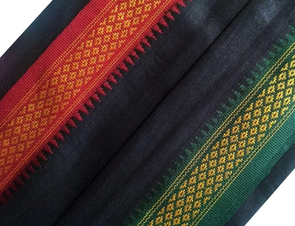 Handloom Cotton Bath Towel / Kerala Thorthu / Gamcha / Angocha (30x60, 2.5 feet Width x 5 feet Length, Light Weight, Fast Absorbing, Quick Drying) - Black, 3