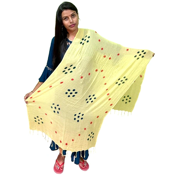 Women's Cotton Dupatta || Multicolor Printed dots work - Golden Fizz