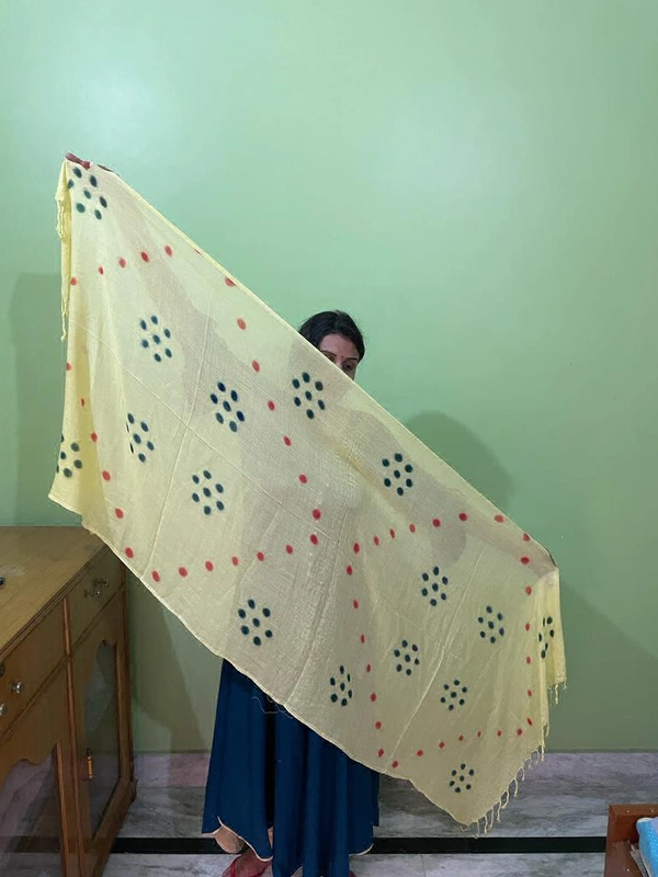 Women's Cotton Dupatta || Multicolor Printed dots work - Golden Fizz