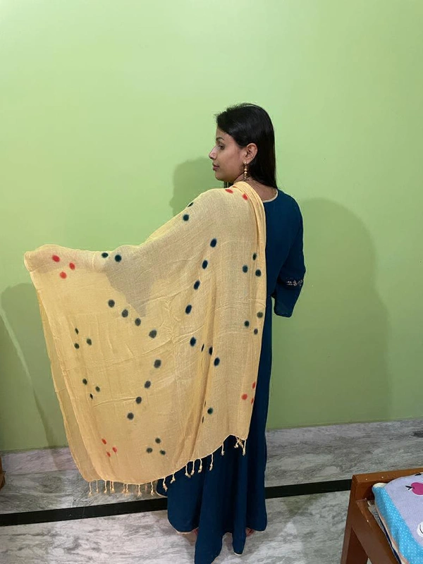 Women's Cotton Dupatta || Multicolor Printed dots work - 3