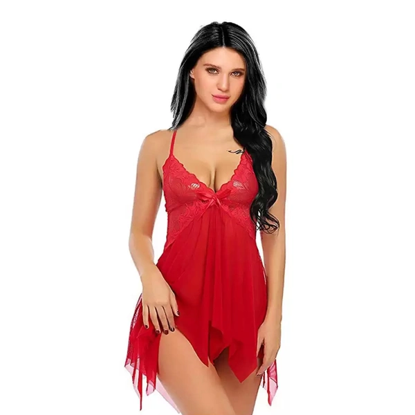 IGNOTO Babydoll Lingerie for Women || Nightwear, Honeymoon Sleepwear Baby doll Dress for Ladies || 132-BLK - 138-RED