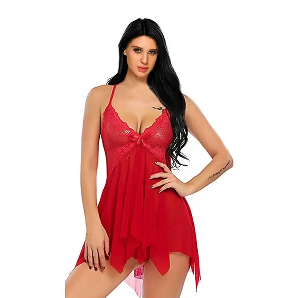 IGNOTO Babydoll Lingerie for Women || Nightwear, Honeymoon Sleepwear Baby doll Dress for Ladies || 132-BLK - 138-RED