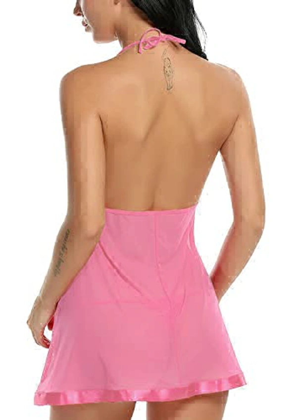 IGNOTO Babydoll Lingerie for Women || Nightwear, Honeymoon Sleepwear Baby doll Dress for Ladies || 132-BLK - 142LITE-PNK