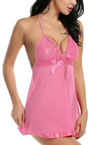 IGNOTO Babydoll Lingerie for Women || Nightwear, Honeymoon Sleepwear Baby doll Dress for Ladies || 132-BLK - 142LITE-PNK