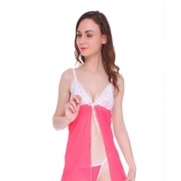 IGNOTO Babydoll Lingerie for Women || Nightwear, Honeymoon Sleepwear Baby doll Dress for Ladies || 132-BLK - NBE0201-P&W