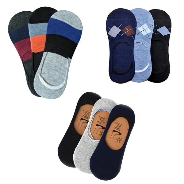 Men and Women Cotton Ankle Socks for Loafer/Juti with Anti-Slip Silicon Anti Skit Support || (Multicolour, Assorted, Free Size) - 9