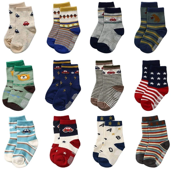 Baby Boy's and Baby Girl's Fancy Cotton Socks || (Color/Pattern: Assorted) - 12, 3-7 Years