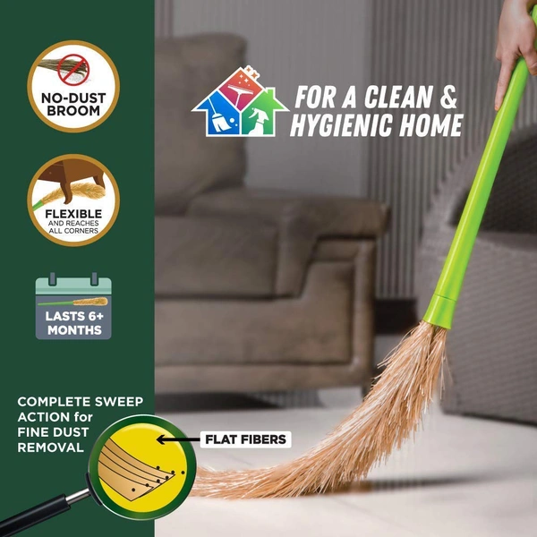 Soft Meghalaya Grass Broom Stick || Eco-Friendly || Jumbo size (Phool Jhadu, Mop) for Floor, Garden, Outdoor Cleaning Natural and Pure Bamboo Seek Coconut Jhadu/Brooms (Multicolour - Assorted) - 1, FOOL-JHADU