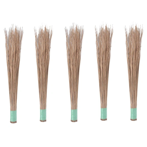 Soft Meghalaya Grass Broom Stick || Eco-Friendly || Jumbo size (Phool Jhadu, Mop) for Floor, Garden, Outdoor Cleaning Natural and Pure Bamboo Seek Coconut Jhadu/Brooms (Multicolour - Assorted) - 5, COCO-JHADU