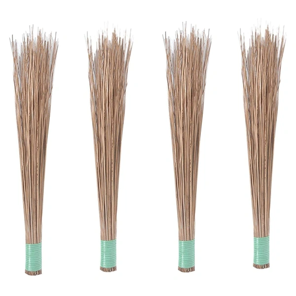 Soft Meghalaya Grass Broom Stick || Eco-Friendly || Jumbo size (Phool Jhadu, Mop) for Floor, Garden, Outdoor Cleaning Natural and Pure Bamboo Seek Coconut Jhadu/Brooms (Multicolour - Assorted) - 4, COCO-JHADU