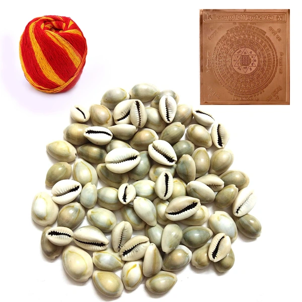 Natural Kawdi/Kaudi/Sea shell for Laxmi/Kuber and Diwali Pooja ((Kaudi 108 Piece + Free 1 Shri Kuber Yantra(Copper yantra) & 1 Pooja Kalawa Shuddh Dhaga)